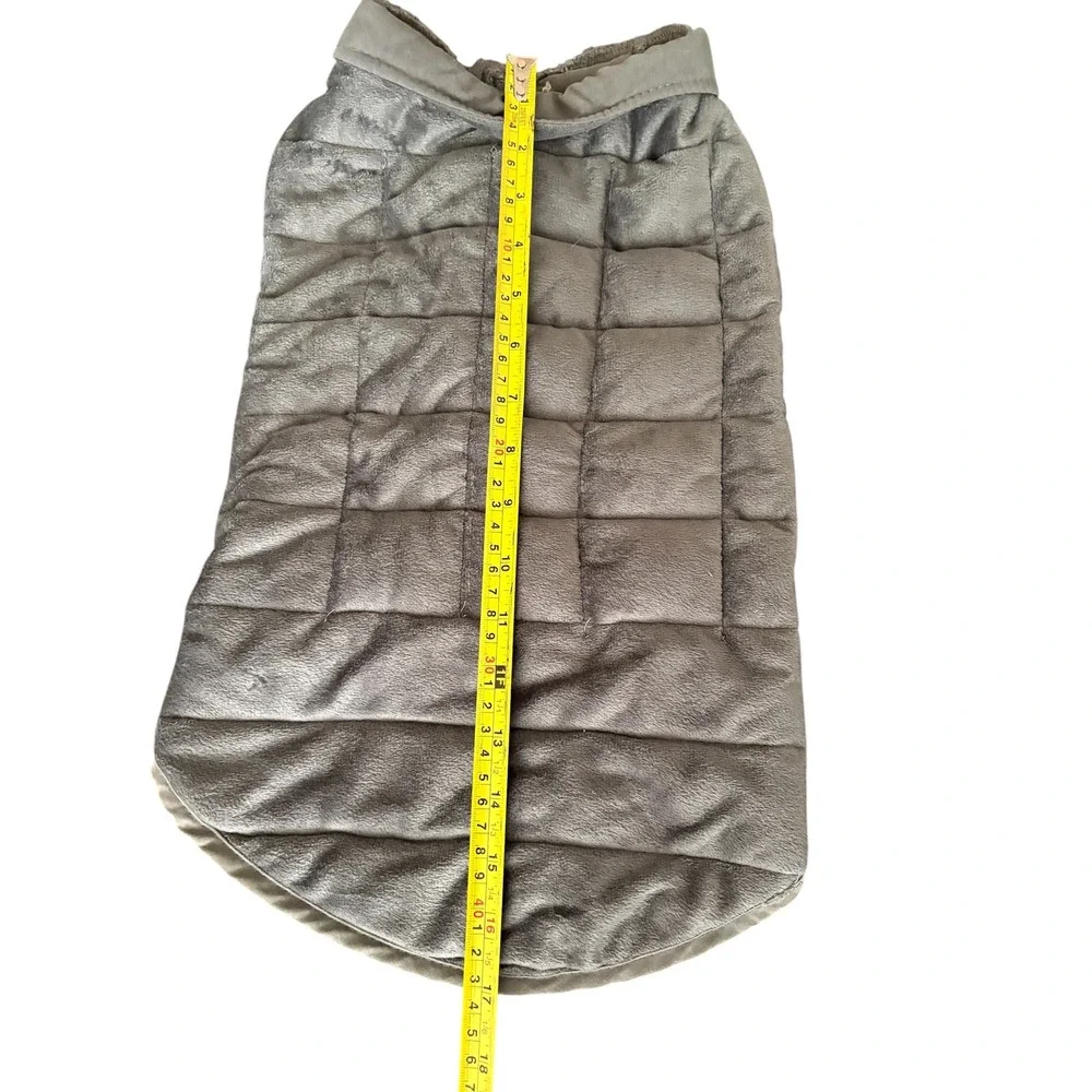 Weighted Quilted Dog Vest Gray Plush Calming Pet Jacket Glass Bead Fill RN100350